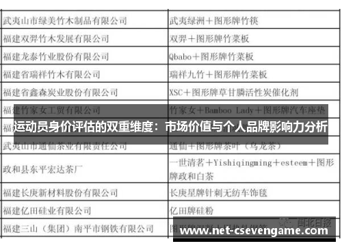 运动员身价评估的双重维度：市场价值与个人品牌影响力分析